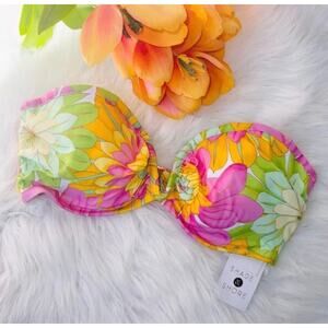 Shade & Shore Floral Bright Bikini Swim Bandeau Top NWOT Size 36 DD